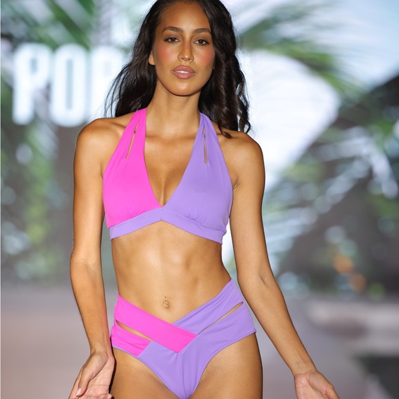 Women’s Color Block Halter Bikini Set. Pink/purple. NWT. Feat in Miami Swim Week - Picture 5 of 8